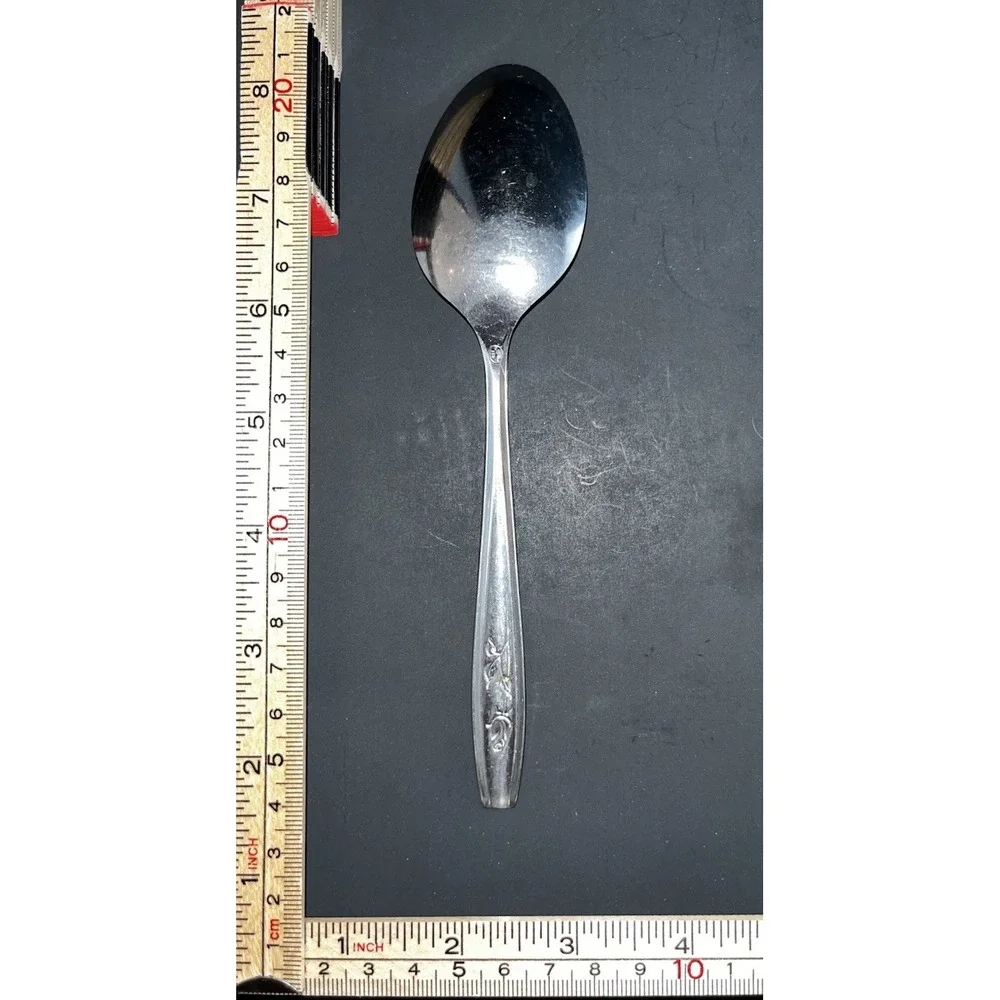 Oneida Maybrook Stainless Steel Soup Spoon Vintage SL GH Rogers Floral Flatware